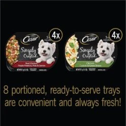 Cesar Simply Crafted Variety Pack Chicken, Carrots & Green Beans & Beef, Chicken, Purple Potatoes, Peas & Carrots Wet Dog Food Topper, 1.3-oz Can, 16 Count -Cozy Paws 367307 PT2. AC SS1800 V1644373025