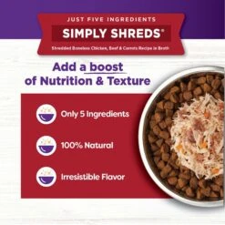 Wellness Bowl Boosters Simply Shreds Chicken, Beef & Carrots Natural Grain-Free Wet Dog Food Mixer Or Topper, 2.8-oz Pouch, Case Of 12 & Wellness Bowl Boosters Simply Shreds Chicken, Salmon & Pumpkin Natural Grain-Free Wet Dog Food Mixer Or Topper, 2.8-oz Pouch, Case Of 12 -Cozy Paws 367552 PT3. AC SS1800 V1674053874