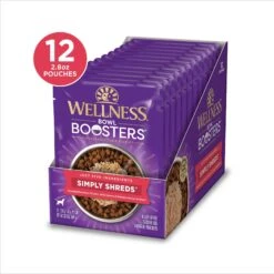 Wellness Bowl Boosters Simply Shreds Chicken, Beef & Carrots Natural Grain-Free Wet Dog Food Mixer Or Topper, 2.8-oz Pouch, Case Of 12 & Wellness Bowl Boosters Simply Shreds Chicken, Salmon & Pumpkin Natural Grain-Free Wet Dog Food Mixer Or Topper, 2.8-oz Pouch, Case Of 12 -Cozy Paws 367552 PT5. AC SS1800 V1674053868