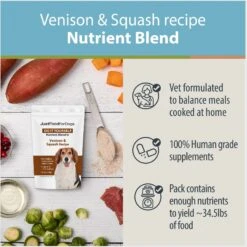 JustFoodForDogs DoItYourself Venison & Squash Recipe Fresh Dog Food Recipe & Nutrient Blend -Cozy Paws 368161 PT2. AC SS1800 V1666385848