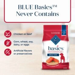 Blue Buffalo Basics Skin & Stomach Care Salmon & Potato Recipe Adult Dry Dog Food -Cozy Paws 46888 PT5. AC SS1800 V1646251289