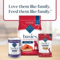 Blue Buffalo Basics Skin & Stomach Care Salmon & Potato Recipe Adult Dry Dog Food -Cozy Paws 46888 PT8. AC SS1800 V1646271101