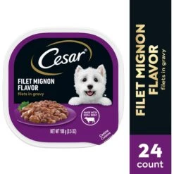 Cesar Filets In Gravy Filet Mignon Flavor Small Breed Adult Wet Dog Food Trays -Cozy Paws 47080 PT2. AC SS1800 V1695650668