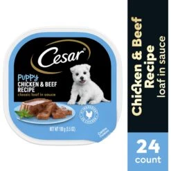 Cesar Puppy Classic Loaf In Sauce Chicken & Beef Recipe Grain-Free Small Breed Wet Dog Food Trays -Cozy Paws 47090 PT2. AC SS1800 V1695649459