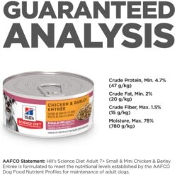 Hill's Science Diet Adult 7+ Small & Mini Chicken & Barley Entree Canned Dog Food -Cozy Paws 48955 PT6. AC SS1800 V1692727423
