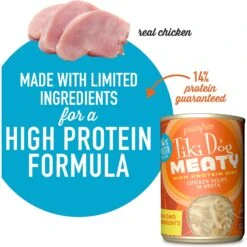 Tiki Dog Meaty Whole Foods Grain-Free Chicken Shredded Canned Dog Food, 12-oz, Case Of 8 -Cozy Paws 505050 PT3. AC SS1800 V1648590986