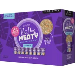 Tiki Dog Meaty Whole Foods Grain-Free Chicken & Egg Shredded Canned Dog Food, 12-oz, Case Of 8 -Cozy Paws 505074 PT1. AC SS1800 V1648619493