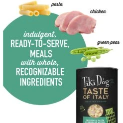 Tiki Dog Taste Of Italy! Grain-Free Chicken & Pasta Carbonara Chunks In Gravy Canned Dog Food, 12-oz, Case Of 8 -Cozy Paws 505194 PT3. AC SS1800 V1648582895