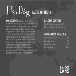 Tiki Dog Taste Of India! Grain-Free Chicken Masala Chunks In Gravy Canned Dog Food, 12-oz, Case Of 8 -Cozy Paws 505266 PT2. AC SS1800 V1648580194