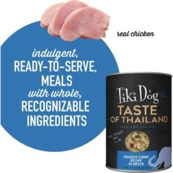 Tiki Dog Taste Of The World Thailand Grain-Free Chicken Curry Chunks In Gravy Canned Dog Food, 12-oz, Case Of 8 -Cozy Paws 505362 PT3. AC SS1800 V1648582584