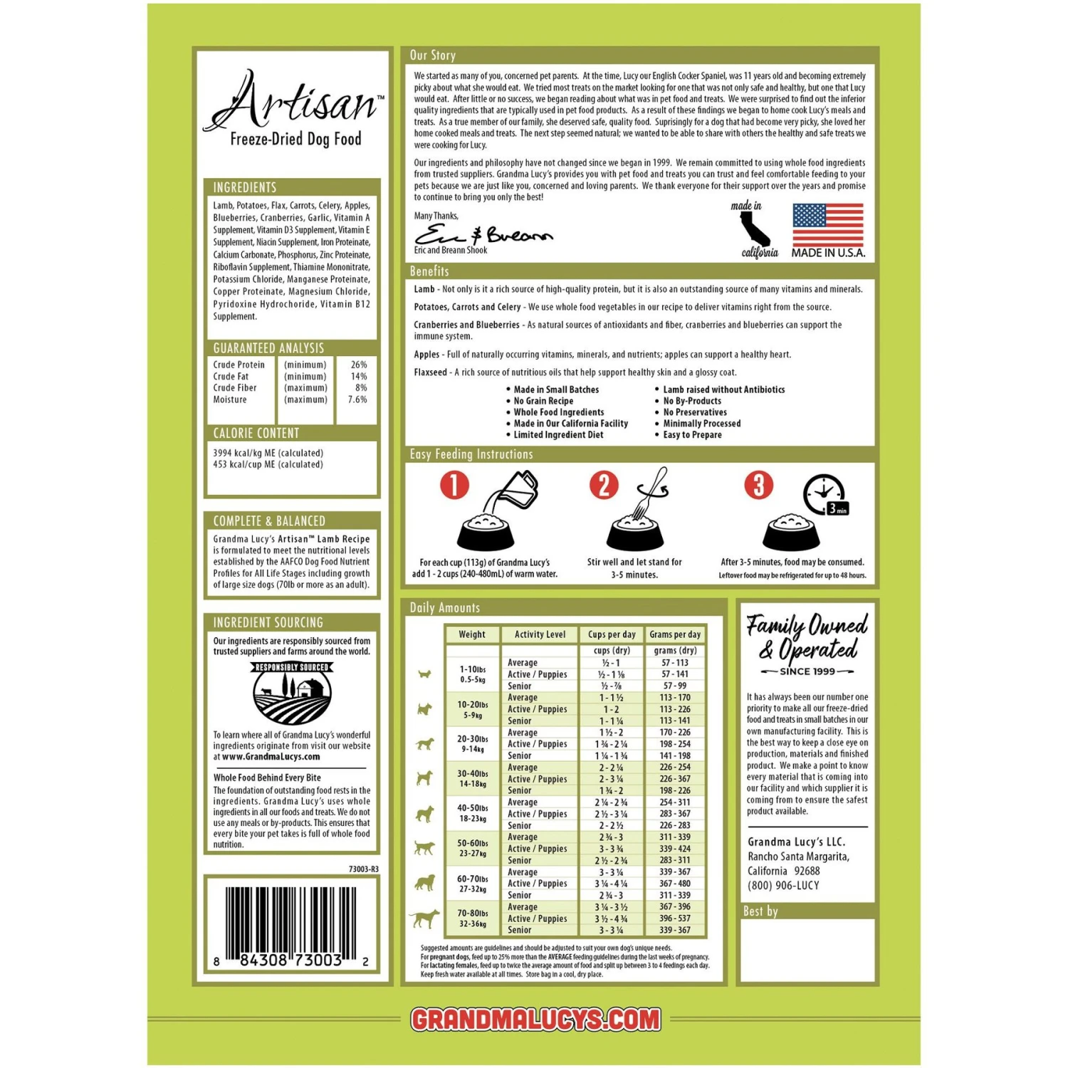 Grandma Lucy's Artisan Lamb Grain-Free Freeze-Dried Dog Food 4 Grandma Lucy's Artisan Lamb Grain-Free Freeze-Dried Dog Food - Image 2