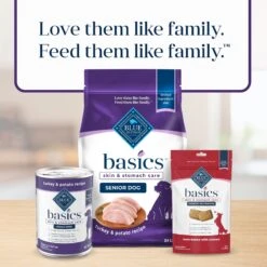Blue Buffalo Basics Skin & Stomach Care Turkey & Potato Recipe Senior Dry Dog Food -Cozy Paws 51892 PT8. AC SS1800 V1646270484