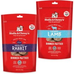 Stella & Chewy's Absolutely Rabbit Dinner Patties Freeze-Dried Raw Dog Food & Stella & Chewy's Dandy Lamb Dinner Patties Freeze-Dried Raw Dog Food
