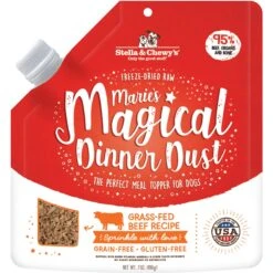 Stella & Chewy's Marie's Magical Dinner Dust What's Shak'n Bac'n Recipe Freeze-Dried Raw Dog Food Topper, 7-oz Bag & Stella & Chewy's Marie's Magical Dinner Freeze-Dried Raw Dust Grass-Fed Beef Dog Food Topper -Cozy Paws 567654 PT5. AC SS1800 V1657659987