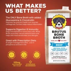 Brutus Broth Bone Broth Beef Flavor Hip & Joint Human-Grade Dog Food Topper, 32-oz Box -Cozy Paws 604854 PT2. AC SS1800 V1670425822