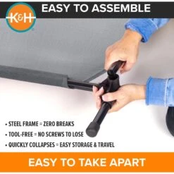 K&H Pet Products All Weather Elevated Dog Cot Bed, Gray -Cozy Paws 613782 PT4. AC SS1800 V1660235246