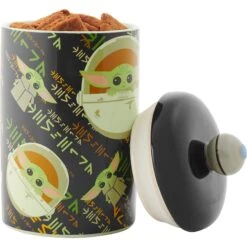 STAR WARS THE MANDALORIAN THE CHILD Aurebesh Ceramic Treat Jar & STAR WARS THE MANDALORIAN GROGU AUREBESH Non-Skid Stainless Steel With Melamine Stand Dog & Cat Bowl -Cozy Paws 623382 PT4. AC SS1800 V1661896380