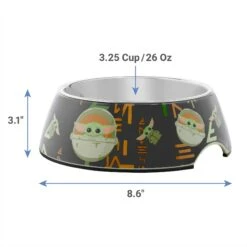 STAR WARS THE MANDALORIAN THE CHILD Aurebesh Ceramic Treat Jar & STAR WARS THE MANDALORIAN GROGU AUREBESH Non-Skid Stainless Steel With Melamine Stand Dog & Cat Bowl -Cozy Paws 623382 PT6. AC SS1800 V1661896695