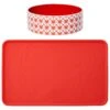 Disney Mickey Silicone Dog & Cat Food Mat & Disney Mickey Mouse Red Deco No-Skid Ceramic Dog & Cat Bowl