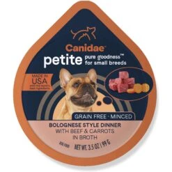 CANIDAE PURE Petite All Stages Small Breed Pottage Style Dinner With Duck & Pumpkin Breed Wet Dog Food Trays, 3.5-oz, Case Of 12 & CANIDAE PURE Petite All Stages Small Breed Bolognese Style Dinner With Beef & Carrots Wet Dog Food Trays, 3.5-oz, Case Of 12 -Cozy Paws 632422 PT5. AC SS1800 V1663604687