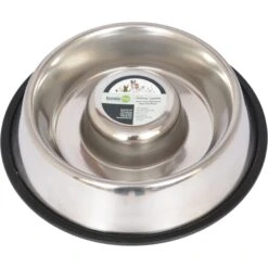 Iconic Pet Slow Feed Stainless Steel Dog & Cat Bowl, 2 Count -Cozy Paws 652158 PT1. AC SS1800 V1663881143