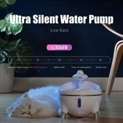 Petdiary Spaceship Ultra-Quiet Dog & Cat Water Fountain, 54.1-oz -Cozy Paws 658534 PT3. AC SS1800 V1664534011