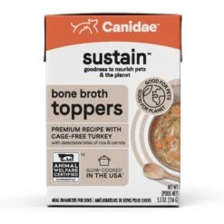 CANIDAE Sustain Bone Broth Toppers Premium Recipe With Cage-Free Turkey Dog Food Topper, 5.5-oz, Case Of 12