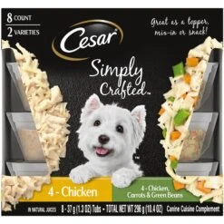 Cesar Simply Crafted Variety Pack Chicken & Chicken, Carrots & Green Beans Limited-Ingredient Adult Wet Dog Food Topper & Cesar Filet Mignon Flavor & Spring Vegetables Garnish Small Breed Dry Dog Food -Cozy Paws 688966 PT1. AC SS1800 V1668800831