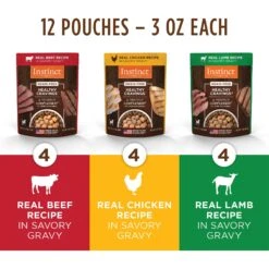 Instinct Freeze-Dried Raw Boost Mixers Grain-Free Gut Health Recipe Dog Food Topper & Instinct Healthy Cravings Grain-Free Cuts & Gravy Recipe Variety Pack Wet Dog Food Topper -Cozy Paws 693598 PT6. AC SS1800 V1669122340