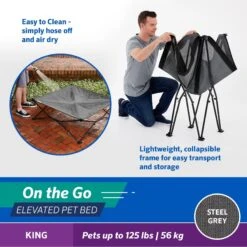 Coolaroo On The Go Elevated Cat & Dog Bed With Removable Cover -Cozy Paws 696990 PT4. AC SS1800 V1668114932