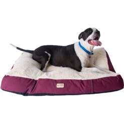 Armarkat Dog Pillow Bed With Removable Cover, Burgundy/Ivory -Cozy Paws 70147 PT2. AC SS1800 V1628110292