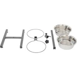 Iconic Pet Adjustable Stainless Steel Elevated Dog Bowl, H Design -Cozy Paws 701886 PT8. AC SS1800 V1668110957