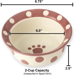 PetRageous Designs Polka Paws Deep Ceramic Dog & Cat Bowl -Cozy Paws 70325 PT4. AC SS1800 V1628226983