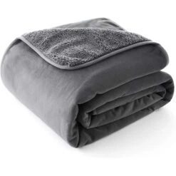 Allisandro Extra Soft Micro Fleece With Sherpa Triple Layer Tech Waterproof Cat & Dog Blanket, Dark Grey