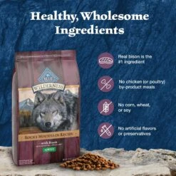 Blue Buffalo Wilderness Rocky Mountain Recipe Adult High Protein Natural Bison & Grain Dry Dog Food, 28-lb Bag -Cozy Paws 711246 PT5. AC SS1800 V1694549467