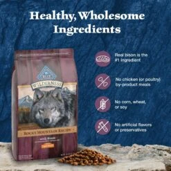 Blue Buffalo Wilderness Rocky Mountain Recipe Large Breed Adult High Protein Natural Bison & Grain Dry Dog Food, 28-lb Bag -Cozy Paws 711278 PT5. AC SS1800 V1694548941