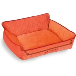 Fetch For Pets Friends: Sofa Cuddler Plush Rectagular Dog Bed, Orange