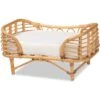 Bali & Pari Marcy Rattan With Cushion Dog & Cat Bed, Natural Brown & White