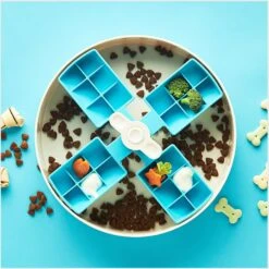 Pet Dream House SPIN Interactive Windmill Style Easy Level Slow Feeder Dog Bowl, Blue -Cozy Paws 731870 PT4. AC SS1800 V1678741859