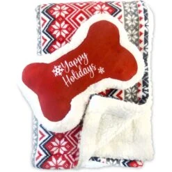 Bow-Wow Pet Sherpa Dog Blanket & Pillow Set -Cozy Paws 738486 PT4. AC SS1800 V1672929067