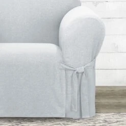 Sure Fit Farmhouse Armchair Basketweave One Piece Slipcover With Ties Dog & Cat Cover -Cozy Paws 739214 PT2. AC SS1800 V1676913891