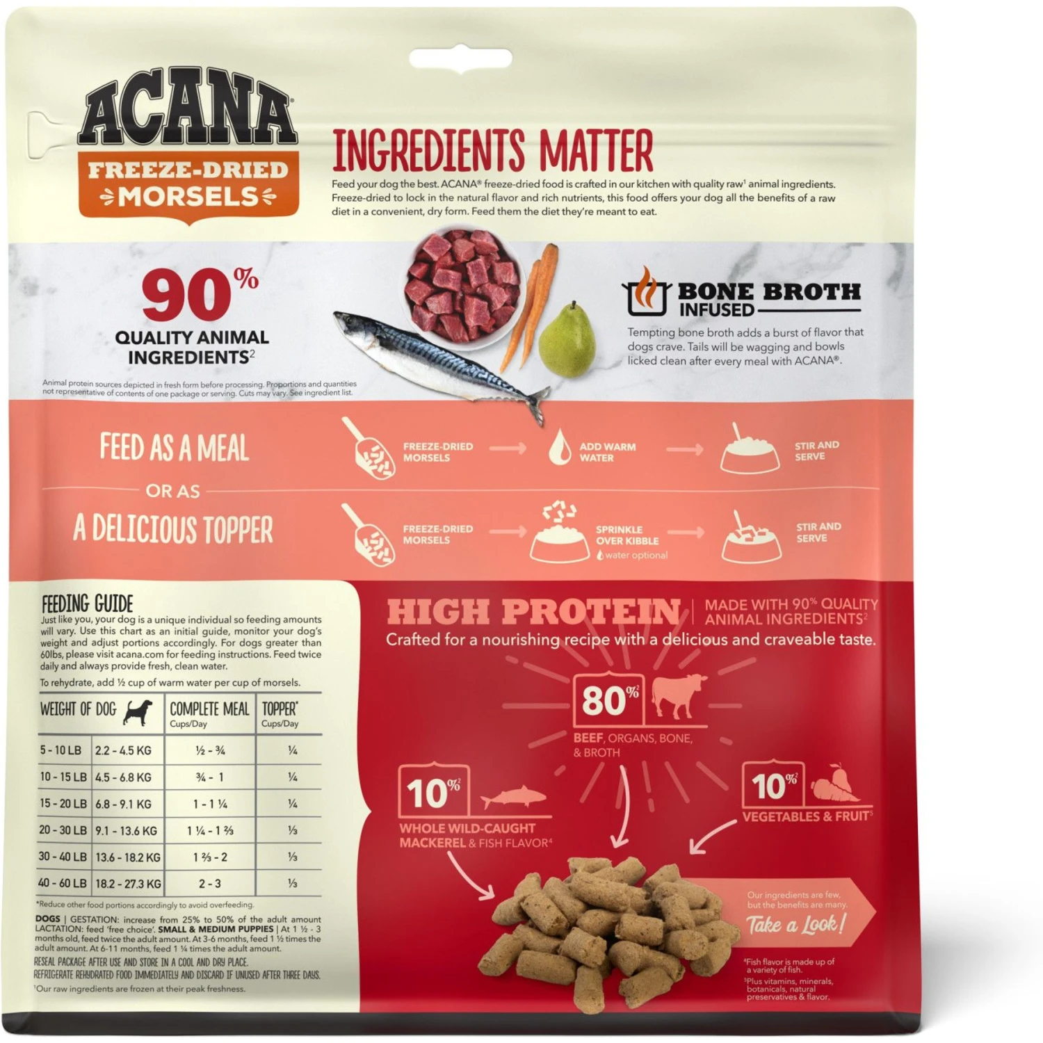 ACANA Ranch-Raised Beef Recipe Morsels Grain-Free Freeze-Dried Dog Food & Topper, 8-oz Bag 4 ACANA Ranch-Raised Beef Recipe Morsels Grain-Free Freeze-Dried Dog Food & Topper, 8-oz Bag - Image 2