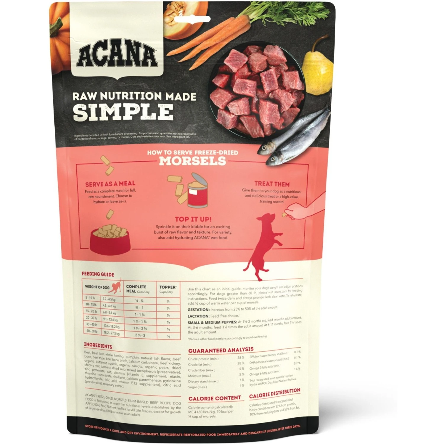 ACANA Ranch-Raised Beef Recipe Morsels Grain-Free Freeze-Dried Dog Food & Topper, 8-oz Bag 5 ACANA Ranch-Raised Beef Recipe Morsels Grain-Free Freeze-Dried Dog Food & Topper, 8-oz Bag - Image 3