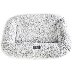 Max & Marlow Plush Sherpa Bolstered Crate Dog & Cat Bed, Gray, Small -Cozy Paws 744670 PT4. AC SS1800 V1674080533