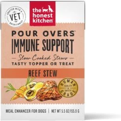 The Honest Kitchen Functional POUR OVERS Immune Support Beef Stew Dog Food Topper, 5.5-oz Can, Case Of 12