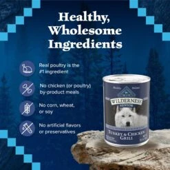 Blue Buffalo Wilderness Turkey & Chicken Grill Grain-Free Senior Canned Dog Food -Cozy Paws 75766 PT5. AC SS1800 V1646785283