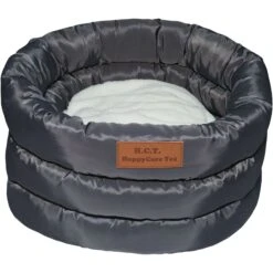 HappyCare Textiles Durable Round Velvet Puppy Dog Bed With Removable Cushion -Cozy Paws 760678 PT2. AC SS1800 V1674857414