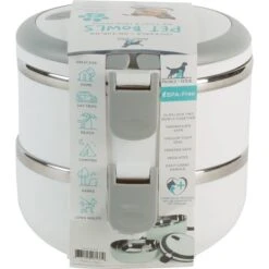 Pounce + Fetch Round 2-Tier Stainless Steel Insulated Cat & Dog Bowls -Cozy Paws 763998 PT3. AC SS1800 V1676751049