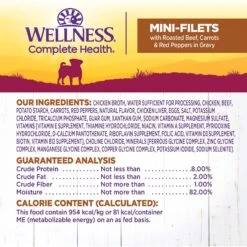 Wellness Petite Entrees Mini-Filets With Roasted Beef, Carrots & Red Peppers In Gravy Grain-Free Wet Dog Food, 3-oz Tray, Case Of 24 -Cozy Paws 76677 PT5. AC SS1800 V1657661023