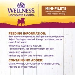 Wellness Petite Entrees Mini-Filets With Roasted Beef, Carrots & Red Peppers In Gravy Grain-Free Wet Dog Food, 3-oz Tray, Case Of 24 -Cozy Paws 76677 PT6. AC SS1800 V1657661024